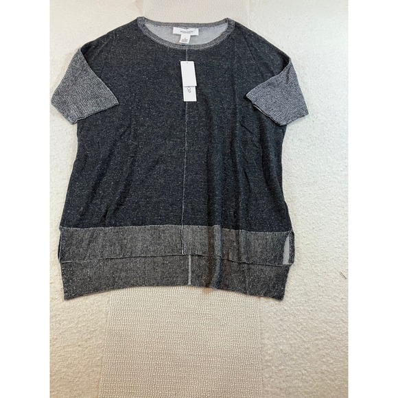 Workshop Tops - Workshop Womens Grey Knit Short Sleeve Top Size Medium NWT Charcoal Crewneck